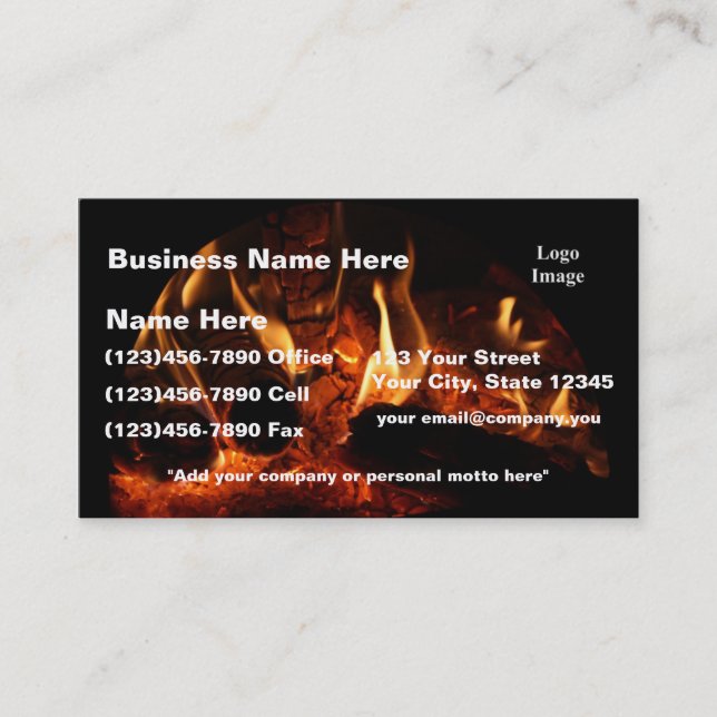 (Customise) Oak Flames in Chimenea Business Card (Front)