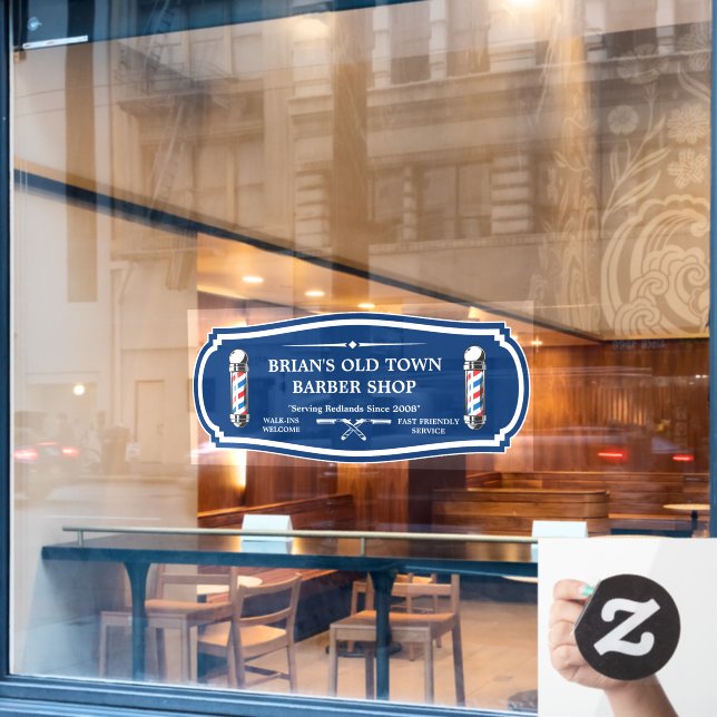 Customise Old Fashioned Barbershop Poles Front (Cafe Window)