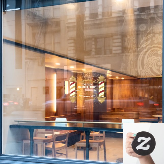 Customise Old School Gold Barber Poles (Cafe Window)