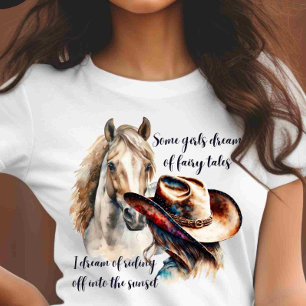 Customise on Back Horse Lover Cowgirl T-Shirt
