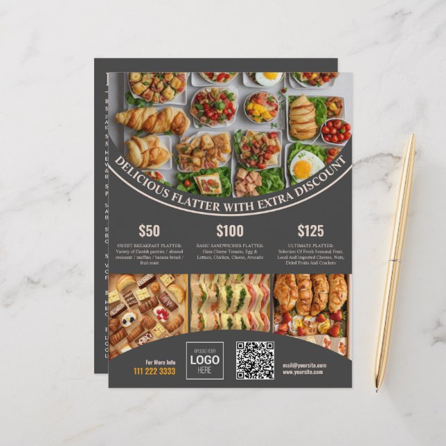 Customise online this Elegant Food Menu & Price (Front/Back In Situ)