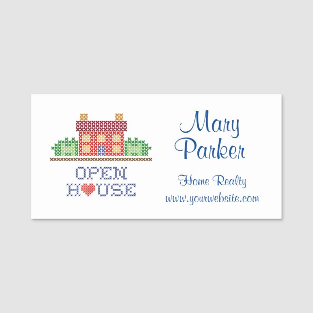 Customise Open House Pin Back Name Tag  (Front)
