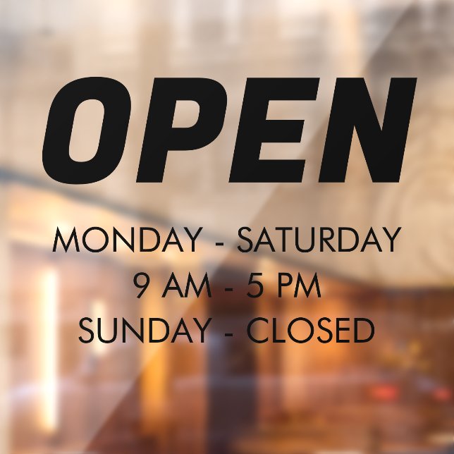 Customise Opening Hours | Times Opening Black Sign (Sheet 2)