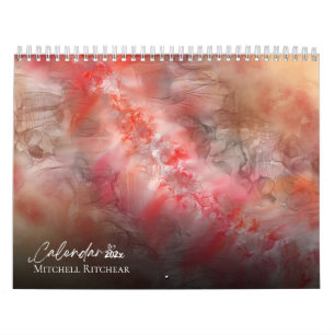 Customise Orange Burgundy Grey Watercolor marble Calendar