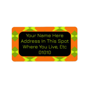 Customise Orange with Green Diamond Pattern Label