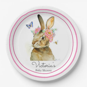 Customise Paper Plate's Bunny Rabbit With Flowers Plate