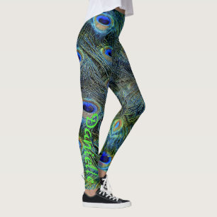 Customise Peacock Feathers Stylish Unique Leggings