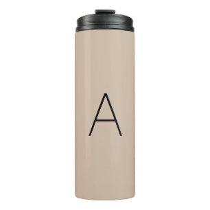 Customise personalise Alphabet initial beige black Thermal Tumbler