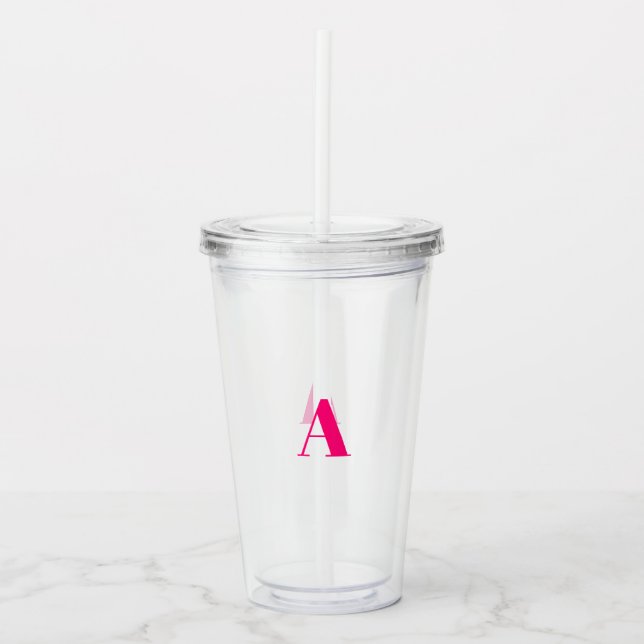 Customise, personalise alphabet initial monogram acrylic tumbler (Front)