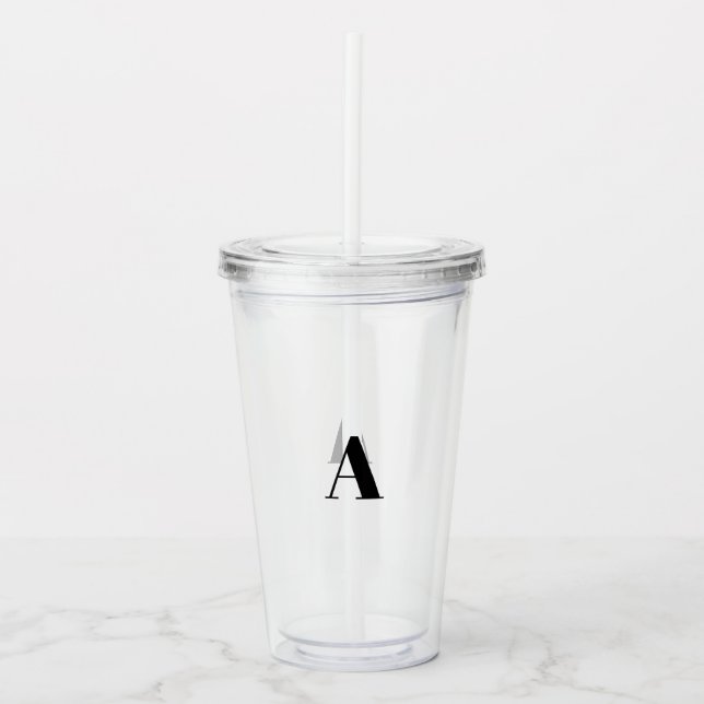 Customise, personalise alphabet initial monogram acrylic tumbler (Front)