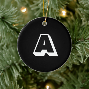 Customise, personalise alphabet initial monogram ceramic ornament