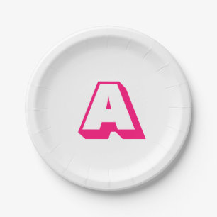 Customise, personalise alphabet initial monogram paper plate