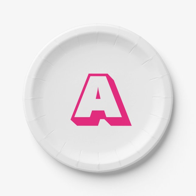 Customise, personalise alphabet initial monogram paper plate (Front)