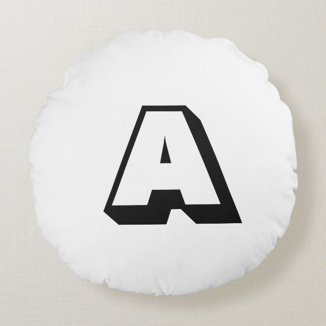 Customise, personalise alphabet initial monogram round cushion (Front)