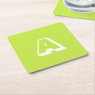 Customise, personalise alphabet initial monogram square paper coaster