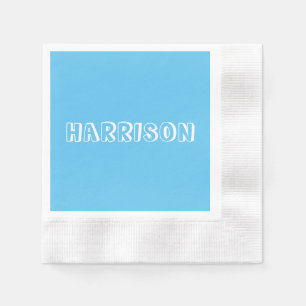 Customise, personalise Birthday Name, text Blue Napkin