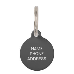 Customise personalise dark grey dog pet Name ID Tag