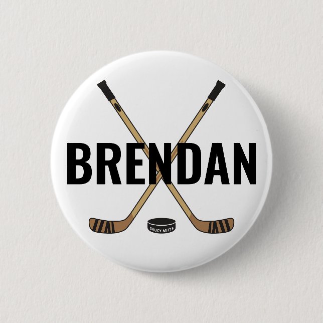 Customise Personalise Hockey Name Hockey Flare 6 Cm Round Badge (Front)