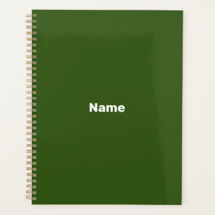 customise, personalise it with name, forest green planner