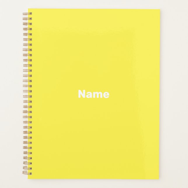 customise, personalise it with name, yellow white planner (Front)