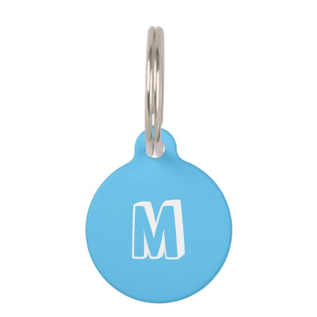 Customise, personalise light blue dog, pet Name Tag (Front)