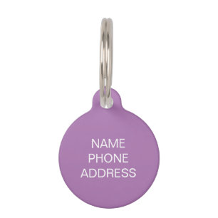 Customise personalise lilac white dog pet Name ID Tag