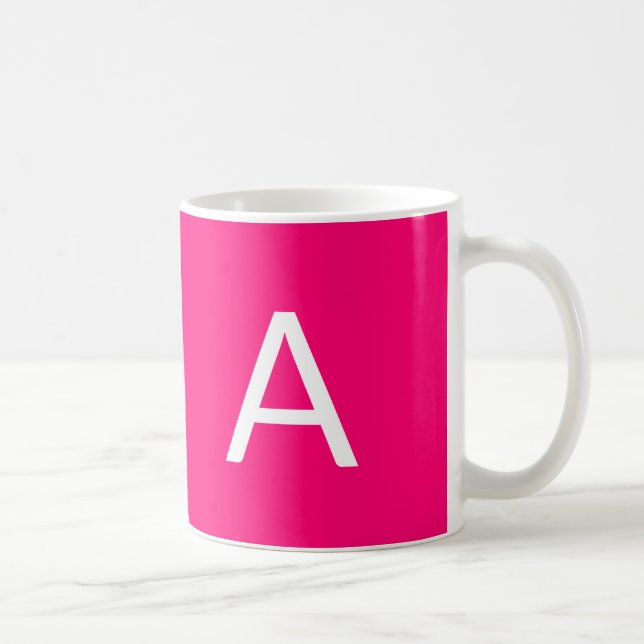 Customise, personalise monogram initial hot pink coffee mug (Right)