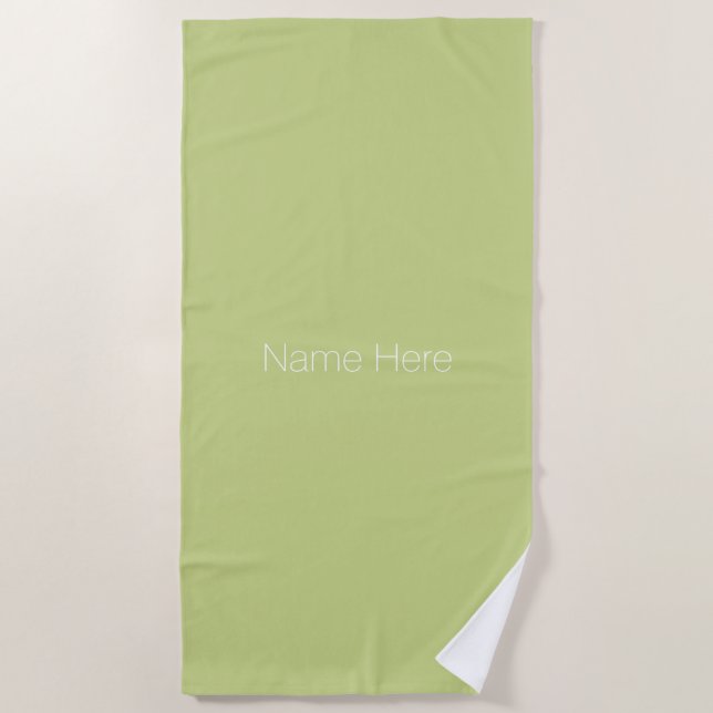 Customise personalise name monogram avocado green beach towel (Front)