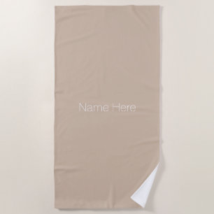 Customise personalise name monogram beige white beach towel
