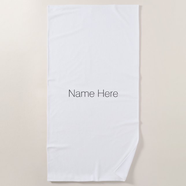 Customise personalise name monogram black white beach towel (Front)