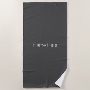 Customise personalise name monogram charcoal white beach towel