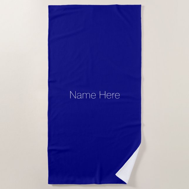 Customise personalise name monogram cobalt blue beach towel (Front)