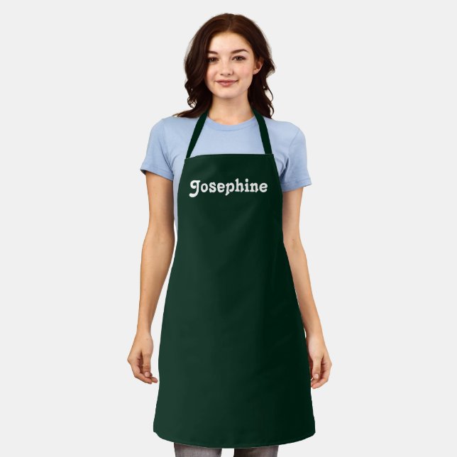 Customise personalise NAME monogram dark green  Apron (Worn)
