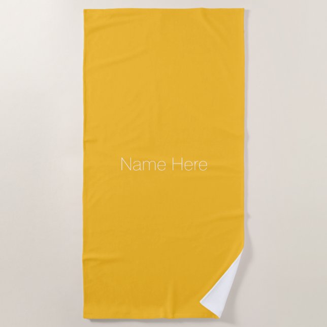 Customise personalise name monogram golden yellow beach towel (Front)