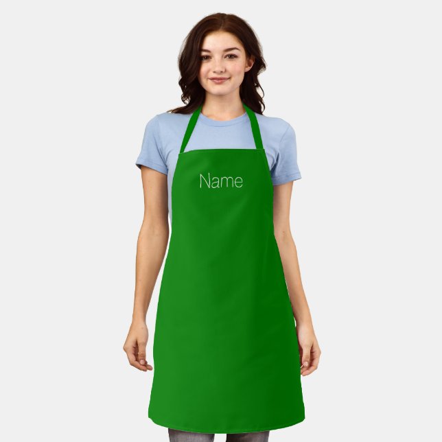 Customise personalise NAME monogram green Apron (Worn)