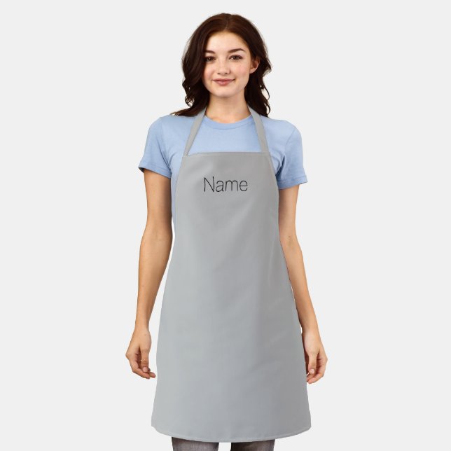 Customise personalise NAME monogram grey black Apron (Worn)