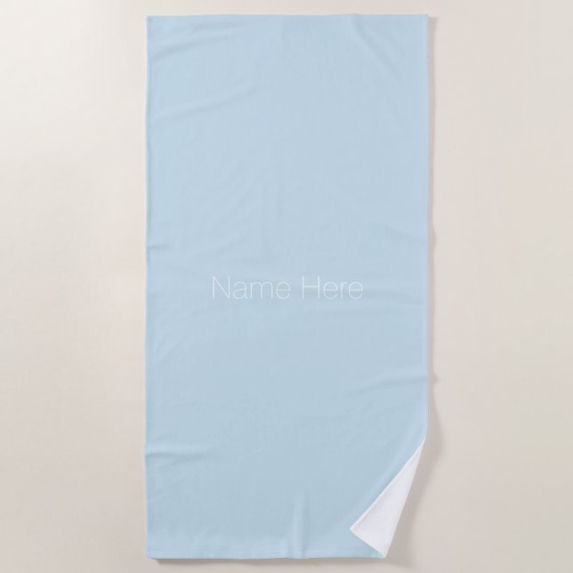 Customise personalise name monogram light blue beach towel (Front)