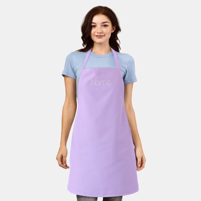 Customise personalise NAME monogram light lilac Apron (Worn)
