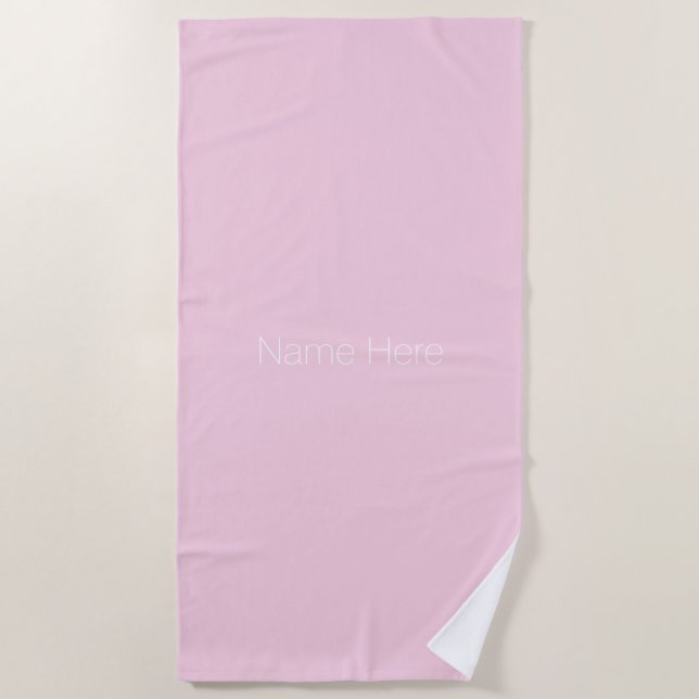 Customise personalise name monogram light pink beach towel (Front)