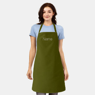 Customise personalise NAME monogram olive moss Apron