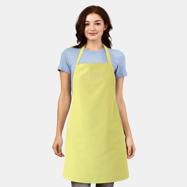 Customise personalise NAME monogram yellow white Apron (Worn)