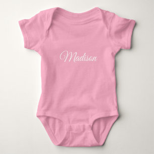 Customise Personalise name text white script Baby Bodysuit