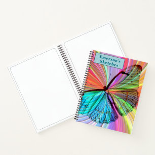 Customise Personalise Rainbow Butterfly Sketchbook Notebook
