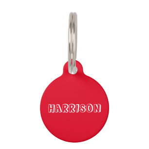 Customise, personalise Red white dog Name, Info Pet Tag