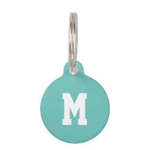 Customise, personalise teal white dog, pet Name Tag