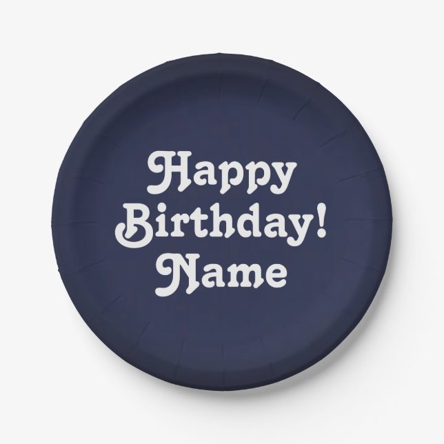 Customise personalise w/ Name and photo Birthday Paper Plate (Front)