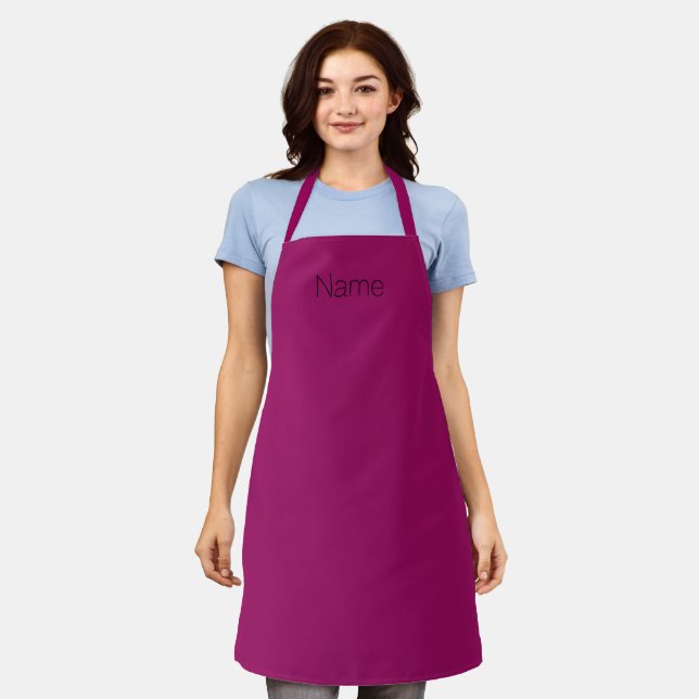 Customise personalise w/ NAME monogram plum wine Apron (Worn)