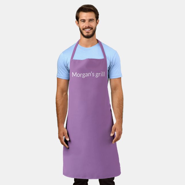 Customise personalise with NAME monogram lavender Apron (Worn)