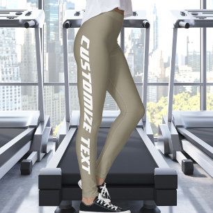 Customise Pet Photo Cute White Text Earthy Taupe Leggings