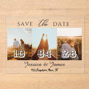 Customise Photo Personalised Save the Date Acrylic Invitations